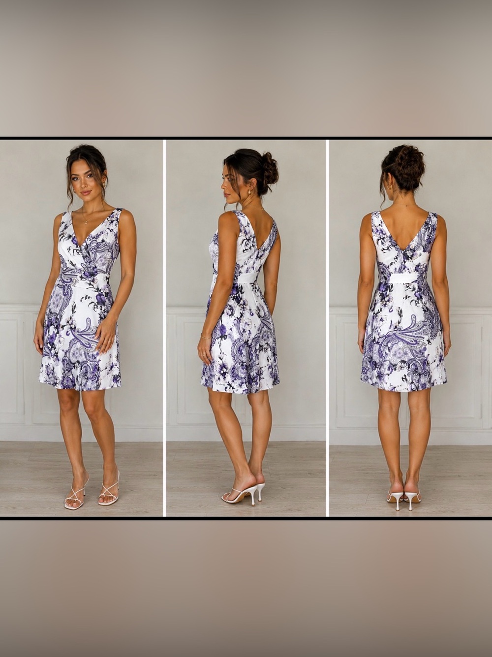 White House Black Market Purple and White Maxi Dress